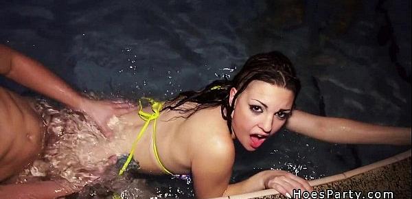  Midnight orgy pool party with under water sex